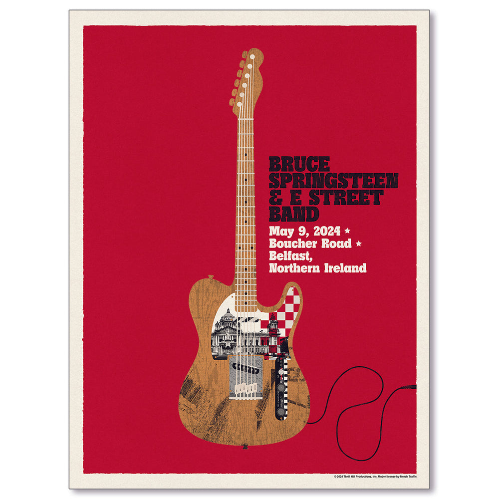 Belfast 9th May Bruce Springsteen and E Street Band World Tour 2024 Poster - Limited Edition
